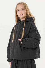 Girl's Ice Blue Detachable Ear Hood Waterproof Insulated Snow Jacket