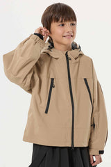 Boy's Khaki Detachable Ear Hood Waterproof Insulated Snow Jacket