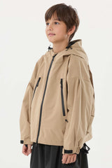 Boy's Khaki Detachable Ear Hood Waterproof Insulated Snow Jacket