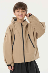 Boy's Khaki Detachable Ear Hood Waterproof Insulated Snow Jacket