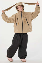 Girl's Khaki Detachable Ear Hood Waterproof Insulated Snow Jacket