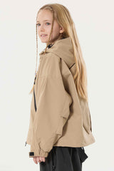Girl's Khaki Detachable Ear Hood Waterproof Insulated Snow Jacket