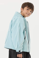 Boy's Ice Blue Detachable Ear Hood Waterproof Insulated Snow Jacket