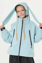 Girl's Lavender Detachable Ear Hood Waterproof Insulated Snow Jacket