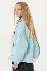 Girl's Ice Blue Detachable Ear Hood Waterproof Insulated Snow Jacket