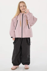 Girl's Pink Detachable Ear Hood Waterproof Insulated Snow Jacket
