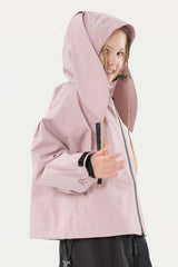 Girl's Pink Detachable Ear Hood Waterproof Insulated Snow Jacket