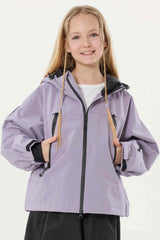 Girl's Ice Blue Detachable Ear Hood Waterproof Insulated Snow Jacket