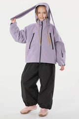 Girl's Lavender Detachable Ear Hood Waterproof Insulated Snow Jacket