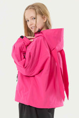 Girl's Black Detachable Ear Hood Waterproof Insulated Snow Jacket