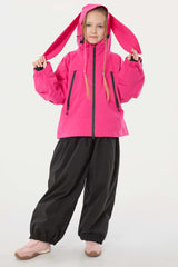 Girl's Rose Detachable Ear Hood Waterproof Insulated Snow Jacket