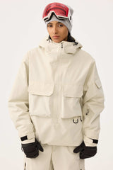 Women's Off White Techwear Half-Zip Insulated Snow Anorak