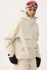 Women's Black Techwear Half-Zip Insulated Snow Anorak
