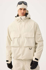 Men's Khaki Techwear Half-Zip Insulated Snow Anorak