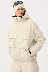 Men's Khaki Techwear Half-Zip Insulated Snow Anorak