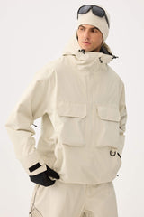 Men's Black Techwear Half-Zip Insulated Snow Anorak