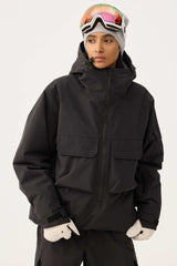 Women's Khaki Techwear Half-Zip Insulated Snow Anorak