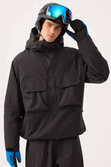 Men's Khaki Techwear Half-Zip Insulated Snow Anorak