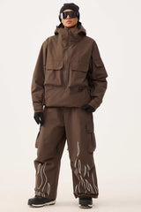 Women's Khaki Techwear Half-Zip Insulated Snow Anorak