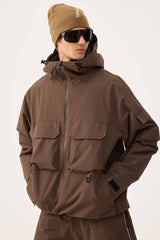 Men's Black Techwear Half-Zip Insulated Snow Anorak