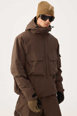 Men's Coffee Techwear Half-Zip Insulated Snow Anorak