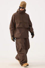 Men's Coffee Techwear Half-Zip Insulated Snow Anorak