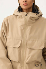 Women's Khaki Techwear Half-Zip Insulated Snow Anorak