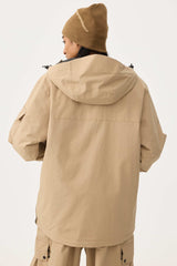 Women's Khaki Techwear Half-Zip Insulated Snow Anorak