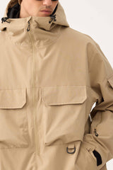 Men's Coffee Techwear Half-Zip Insulated Snow Anorak