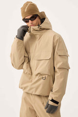 Men's Black Techwear Half-Zip Insulated Snow Anorak