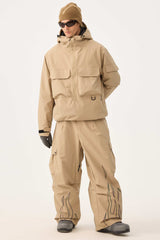 Men's Khaki Techwear Half-Zip Insulated Snow Anorak