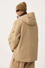 Men's Khaki Techwear Half-Zip Insulated Snow Anorak
