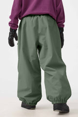 Women's Dark Brown Baggy Utility Wear-resistant Snow Pants
