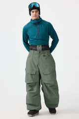 Men's Dark Brown Baggy Utility Wear-resistant Snow Pants