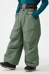 Men's Dark Brown Baggy Utility Wear-resistant Snow Pants