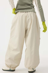 Women's Dark Brown Baggy Utility Wear-resistant Snow Pants