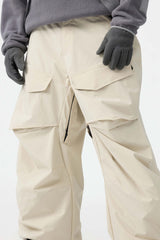 Men's Dark Brown Baggy Utility Wear-resistant Snow Pants