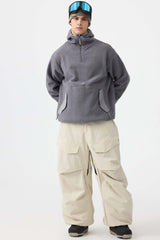 Men's Dark Brown Baggy Utility Wear-resistant Snow Pants