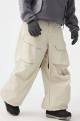 Men's Army Green Baggy Utility Wear-resistant Snow Pants