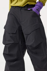 Women's Dark Brown Baggy Utility Wear-resistant Snow Pants
