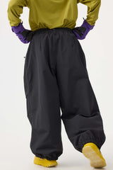 Women's Dark Brown Baggy Utility Wear-resistant Snow Pants