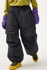 Women's Army Green Baggy Utility Wear-resistant Snow Pants