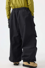 Men's Dark Brown Baggy Utility Wear-resistant Snow Pants