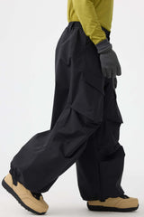 Men's Dark Brown Baggy Utility Wear-resistant Snow Pants