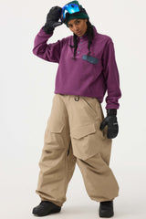 Women's Dark Brown Baggy Utility Wear-resistant Snow Pants
