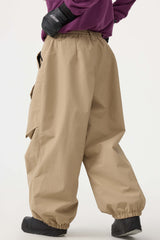 Women's Dark Brown Baggy Utility Wear-resistant Snow Pants
