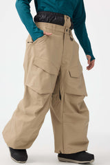 Men's Dark Brown Baggy Utility Wear-resistant Snow Pants