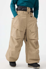 Men's Dark Brown Baggy Utility Wear-resistant Snow Pants