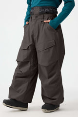 Men's Army Green Baggy Utility Wear-resistant Snow Pants
