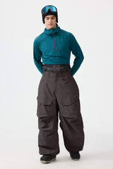 Men's Dark Brown Baggy Utility Wear-resistant Snow Pants